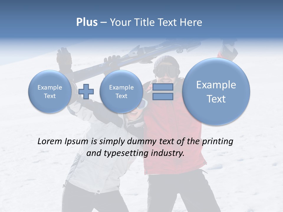A Man And A Woman Holding Skis On Their Shoulders PowerPoint Template