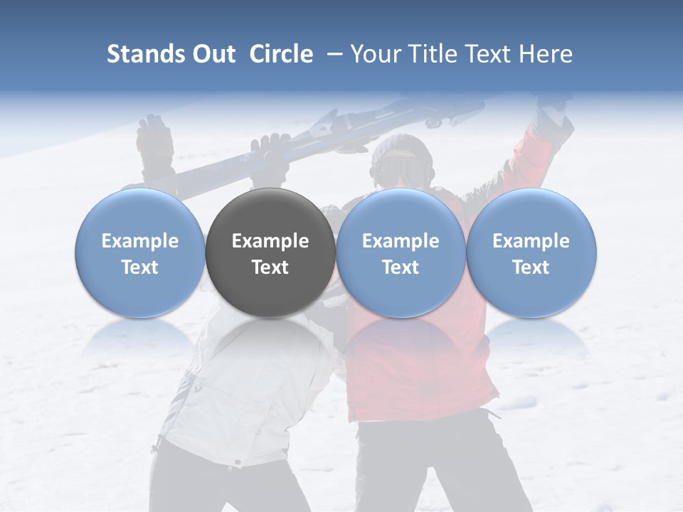 A Man And A Woman Holding Skis On Their Shoulders PowerPoint Template