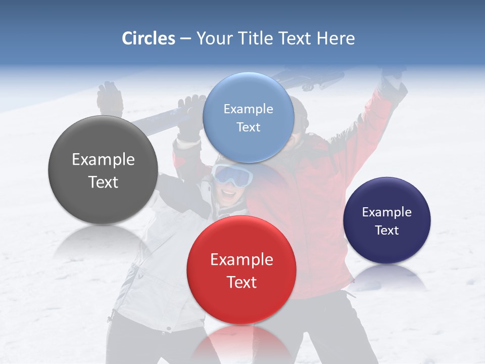 A Man And A Woman Holding Skis On Their Shoulders PowerPoint Template