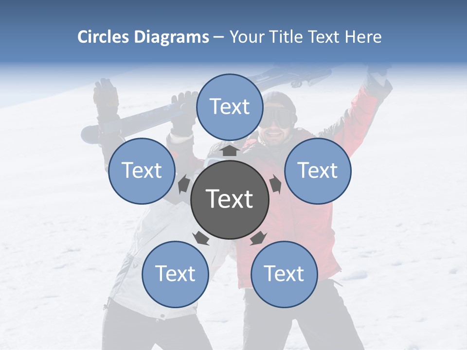 A Man And A Woman Holding Skis On Their Shoulders PowerPoint Template