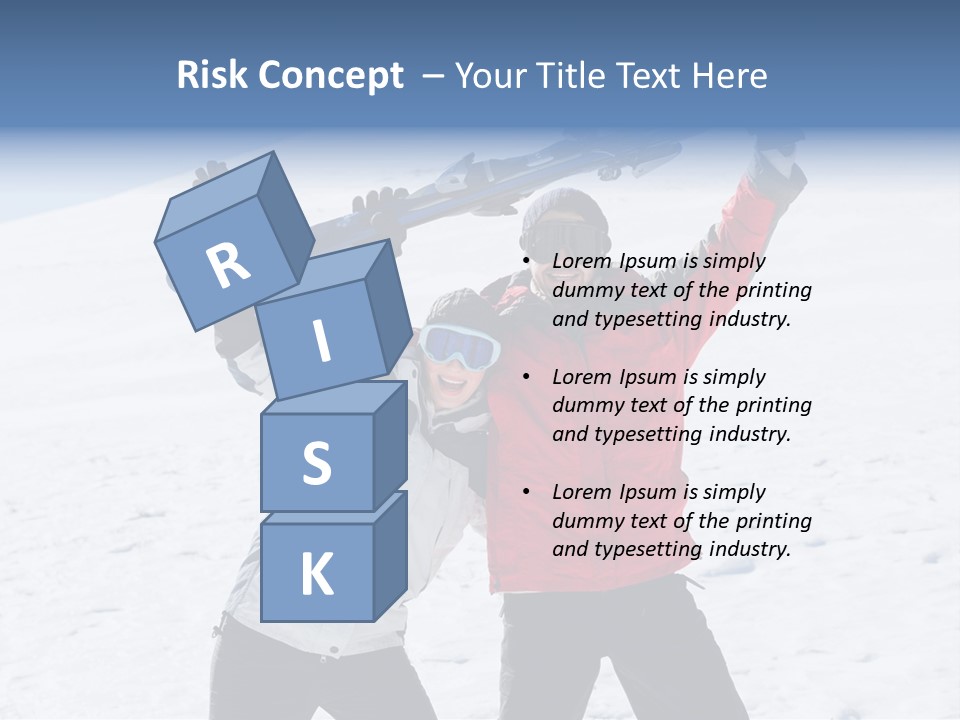 A Man And A Woman Holding Skis On Their Shoulders PowerPoint Template