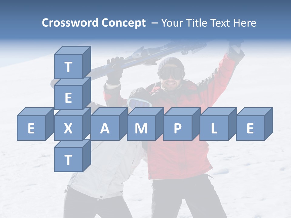 A Man And A Woman Holding Skis On Their Shoulders PowerPoint Template