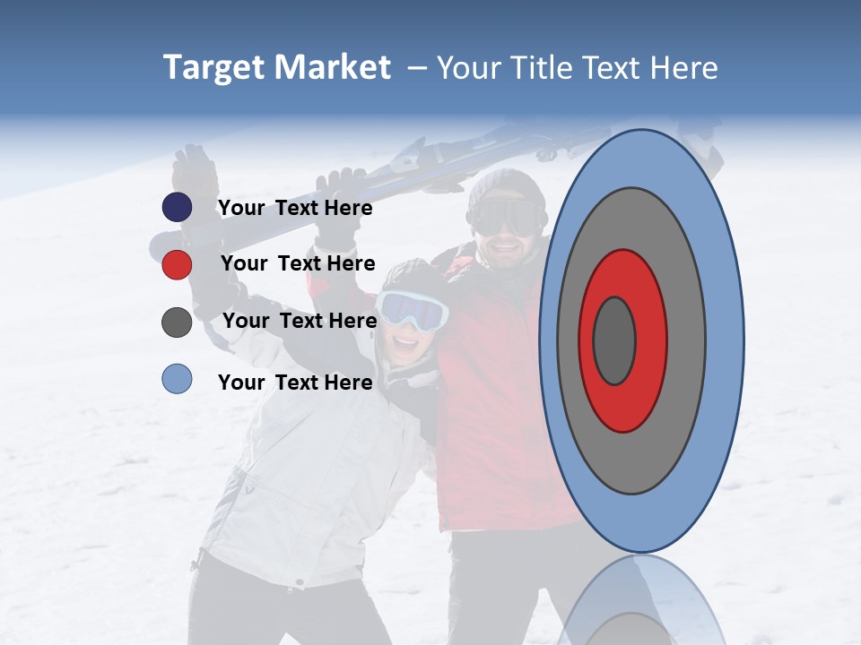 A Man And A Woman Holding Skis On Their Shoulders PowerPoint Template