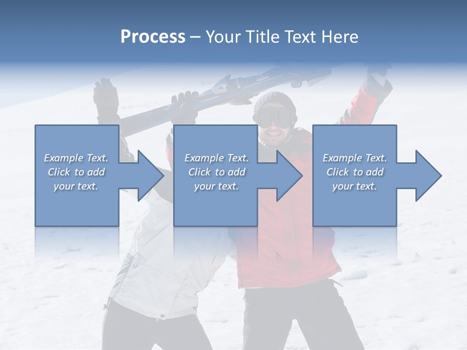 A Man And A Woman Holding Skis On Their Shoulders PowerPoint Template