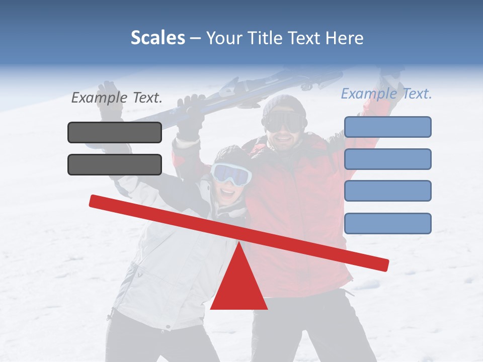 A Man And A Woman Holding Skis On Their Shoulders PowerPoint Template