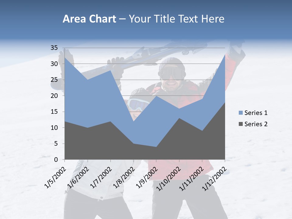 A Man And A Woman Holding Skis On Their Shoulders PowerPoint Template