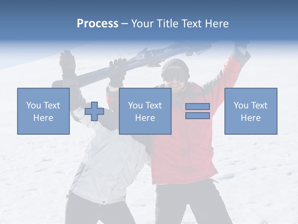A Man And A Woman Holding Skis On Their Shoulders PowerPoint Template