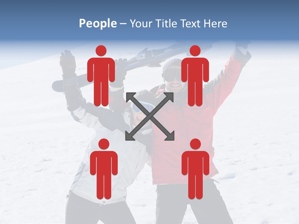 A Man And A Woman Holding Skis On Their Shoulders PowerPoint Template