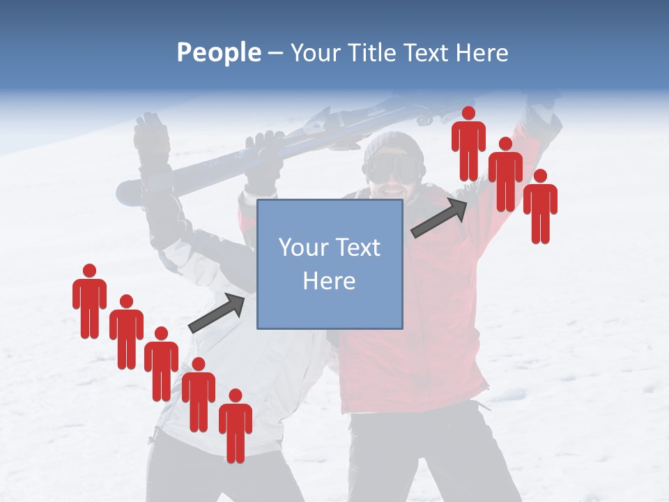 A Man And A Woman Holding Skis On Their Shoulders PowerPoint Template