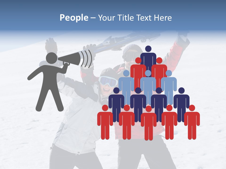 A Man And A Woman Holding Skis On Their Shoulders PowerPoint Template