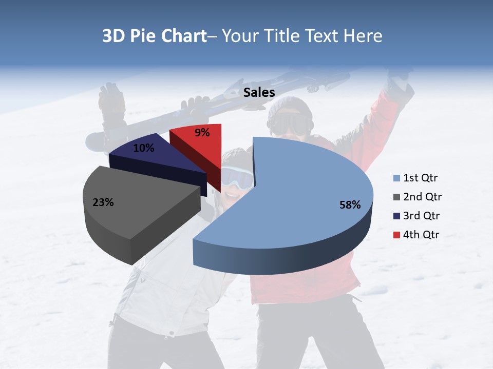 A Man And A Woman Holding Skis On Their Shoulders PowerPoint Template