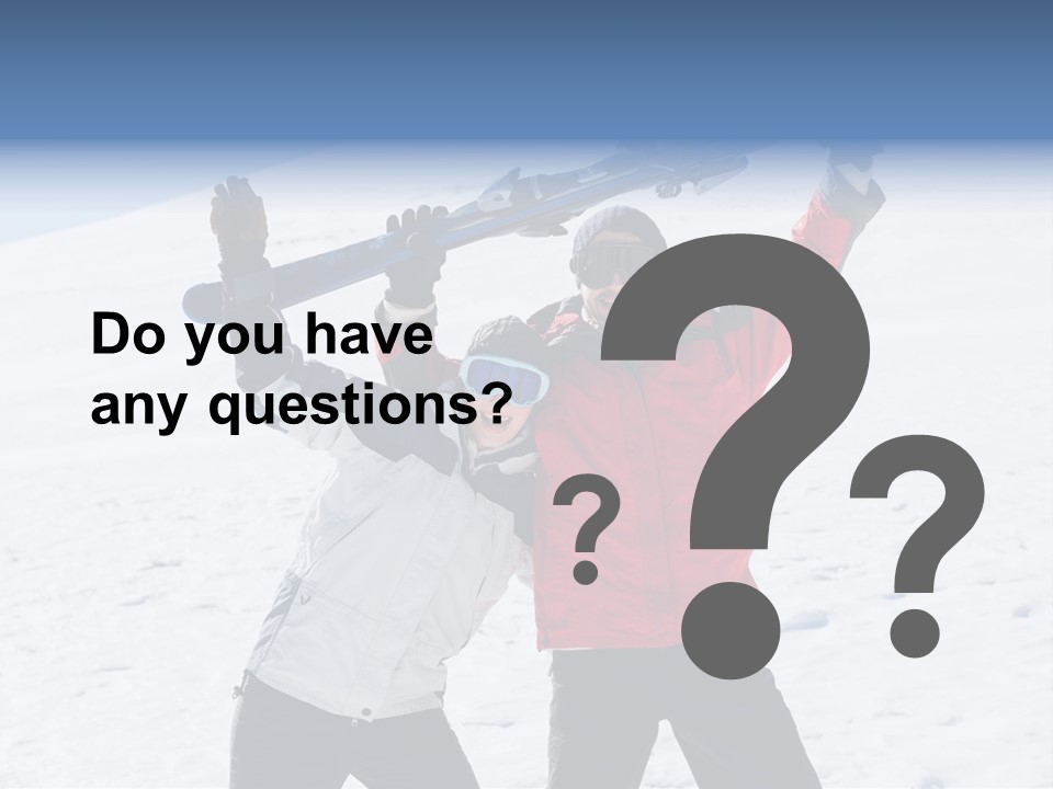A Man And A Woman Holding Skis On Their Shoulders PowerPoint Template