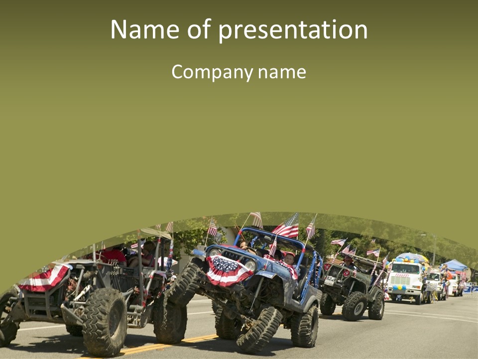A Group Of Four Wheelers Driving Down A Street PowerPoint Template