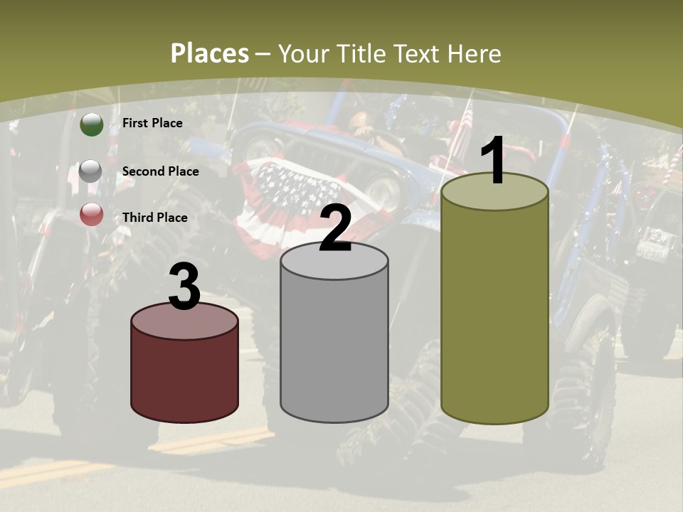 A Group Of Four Wheelers Driving Down A Street PowerPoint Template
