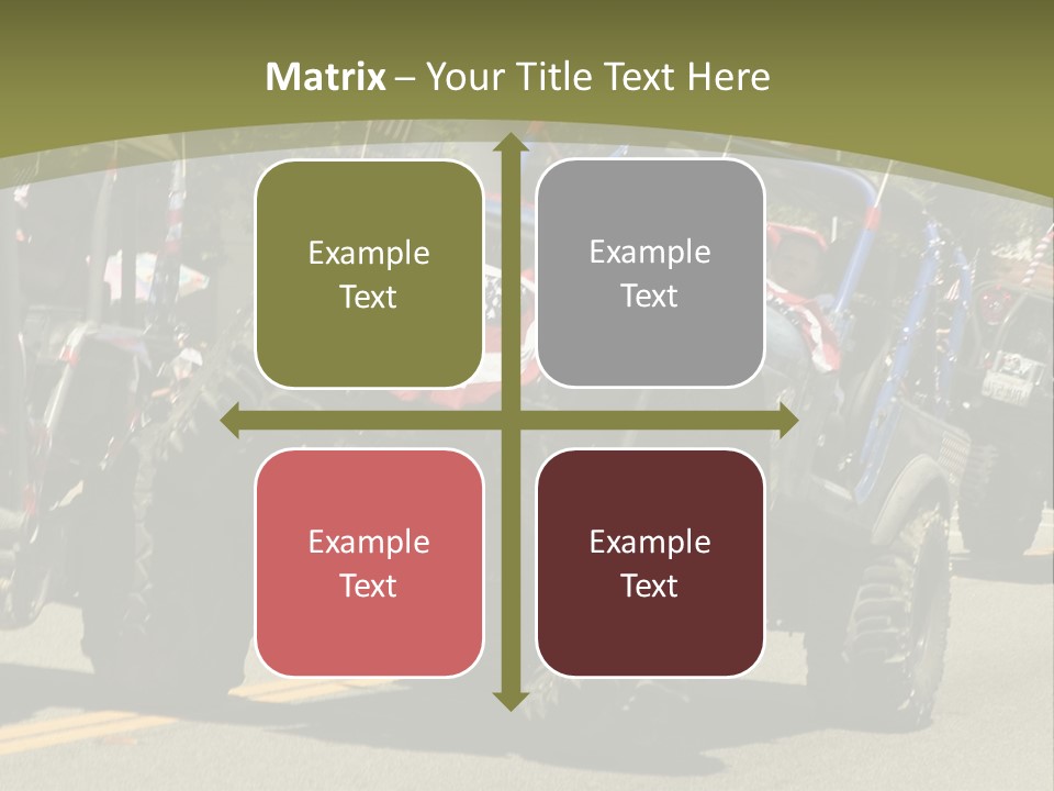A Group Of Four Wheelers Driving Down A Street PowerPoint Template