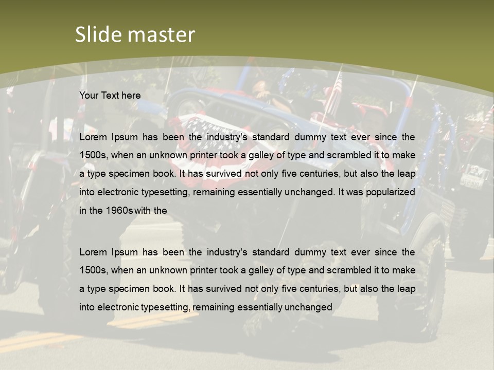 A Group Of Four Wheelers Driving Down A Street PowerPoint Template