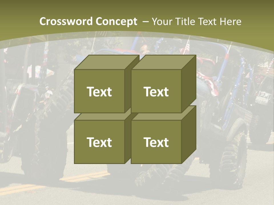 A Group Of Four Wheelers Driving Down A Street PowerPoint Template