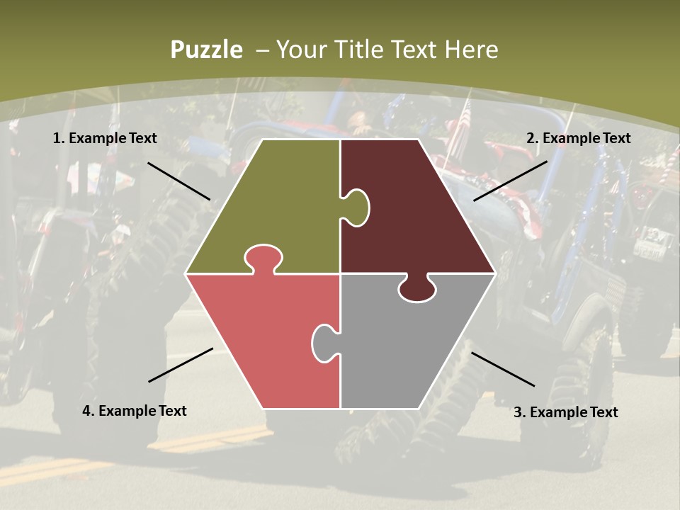 A Group Of Four Wheelers Driving Down A Street PowerPoint Template