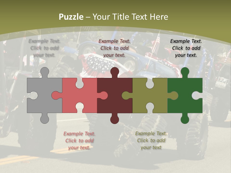 A Group Of Four Wheelers Driving Down A Street PowerPoint Template