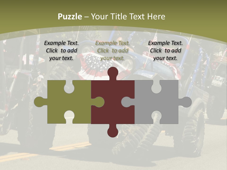 A Group Of Four Wheelers Driving Down A Street PowerPoint Template