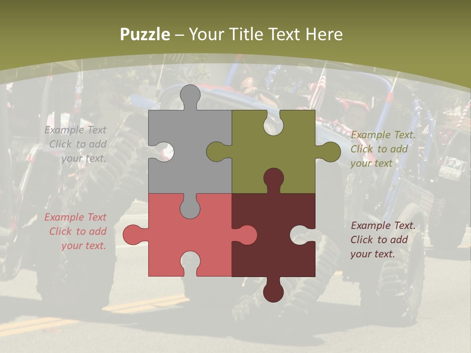 A Group Of Four Wheelers Driving Down A Street PowerPoint Template