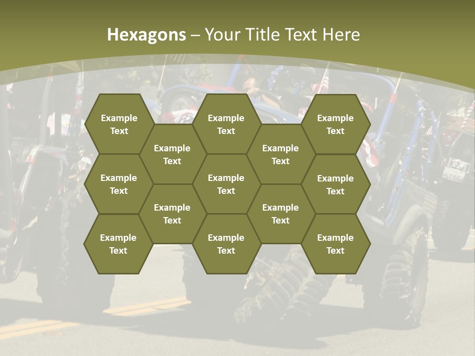 A Group Of Four Wheelers Driving Down A Street PowerPoint Template