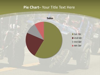 A Group Of Four Wheelers Driving Down A Street PowerPoint Template