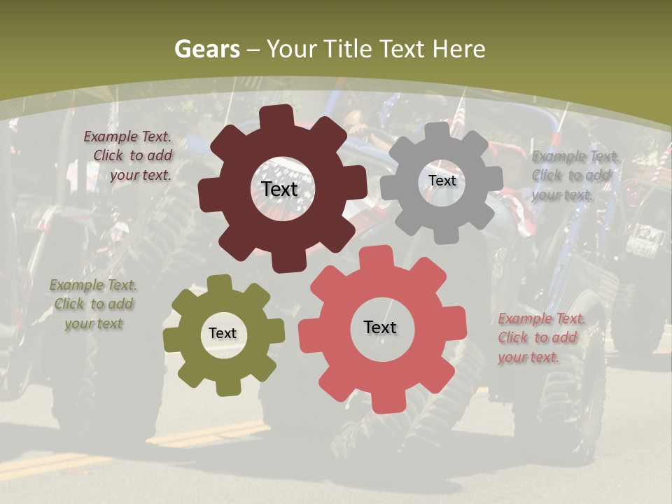 A Group Of Four Wheelers Driving Down A Street PowerPoint Template