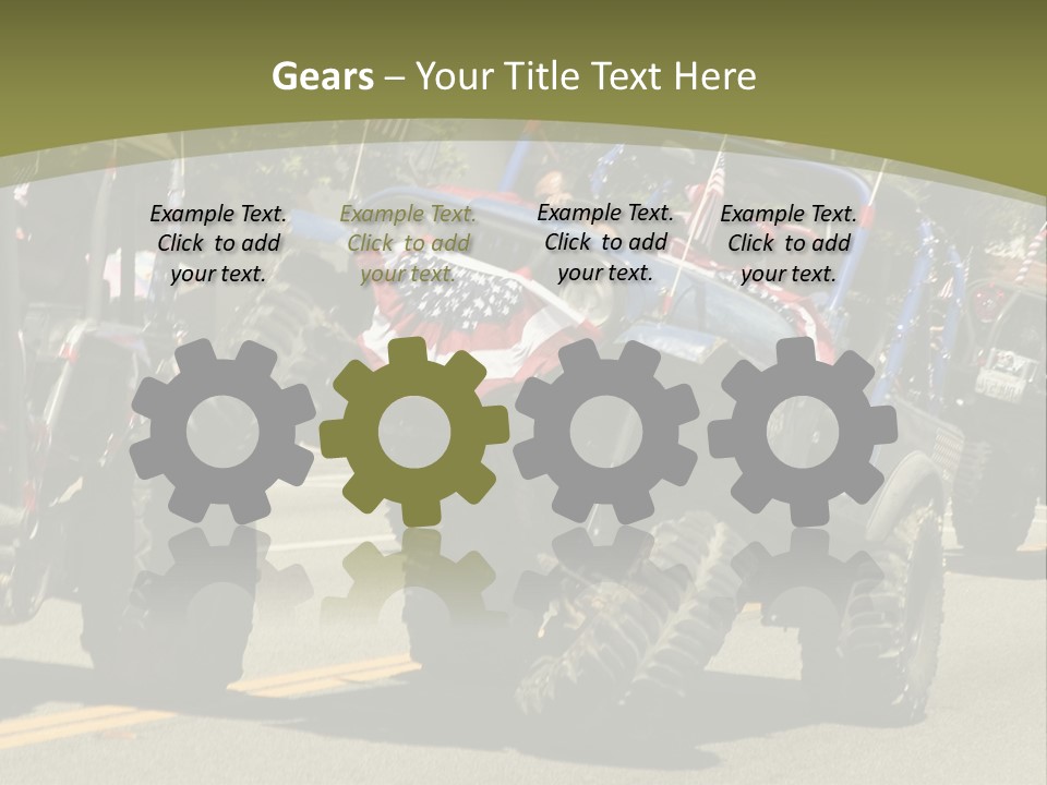 A Group Of Four Wheelers Driving Down A Street PowerPoint Template