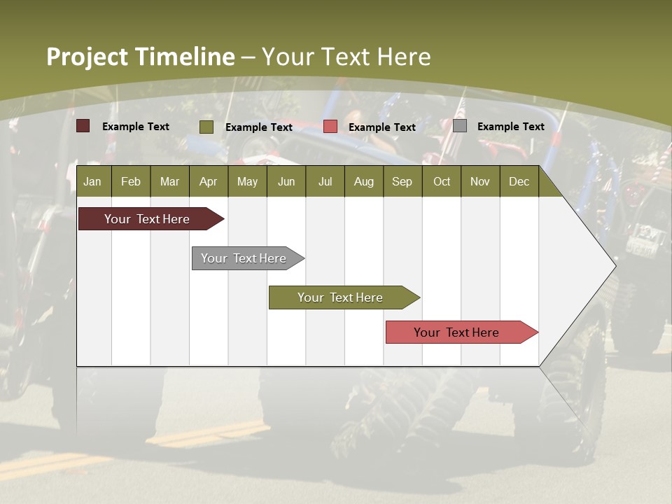 A Group Of Four Wheelers Driving Down A Street PowerPoint Template