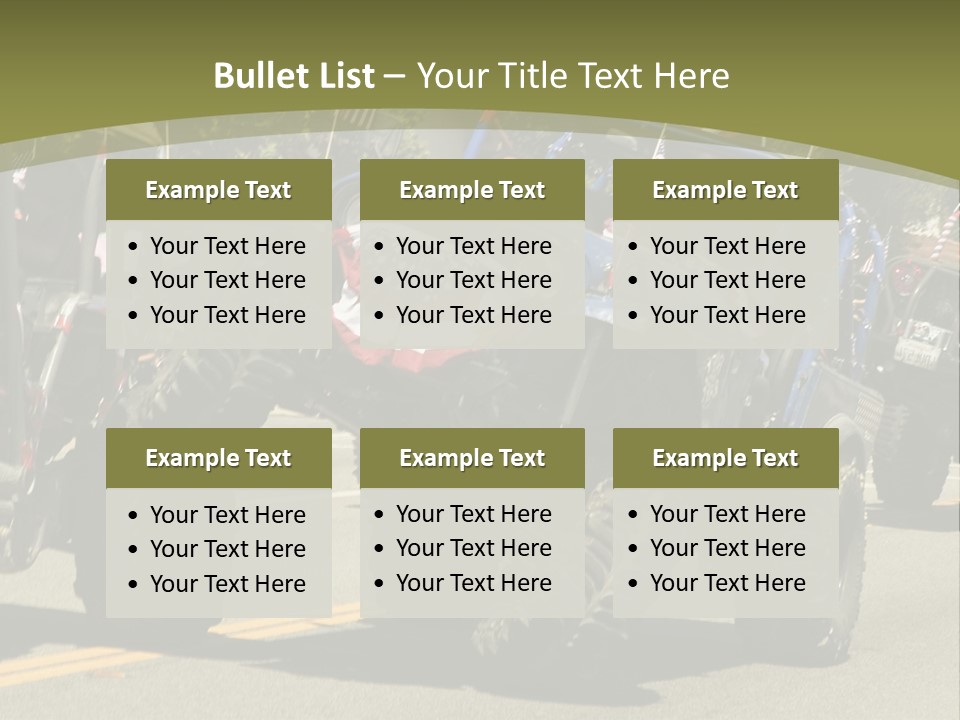 A Group Of Four Wheelers Driving Down A Street PowerPoint Template