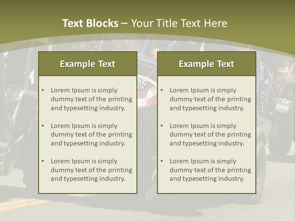 A Group Of Four Wheelers Driving Down A Street PowerPoint Template