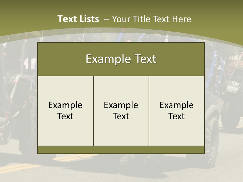 A Group Of Four Wheelers Driving Down A Street PowerPoint Template