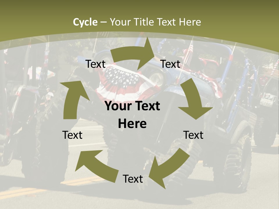 A Group Of Four Wheelers Driving Down A Street PowerPoint Template