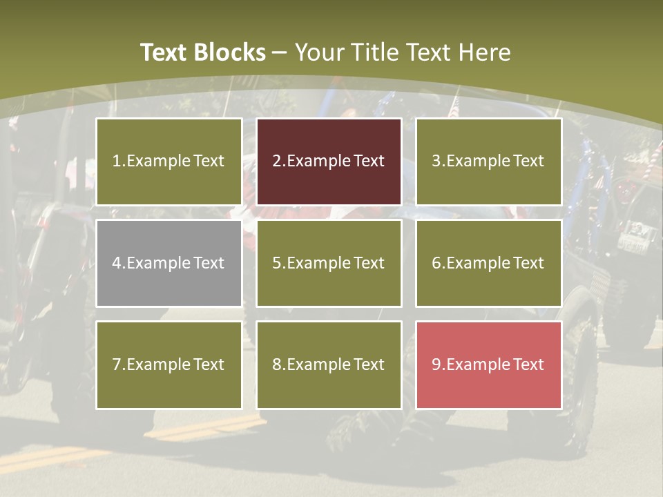 A Group Of Four Wheelers Driving Down A Street PowerPoint Template