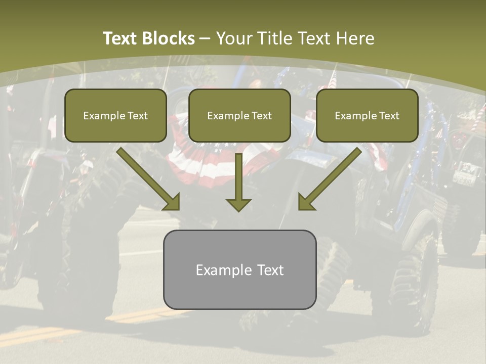 A Group Of Four Wheelers Driving Down A Street PowerPoint Template