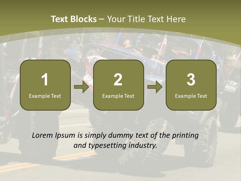 A Group Of Four Wheelers Driving Down A Street PowerPoint Template