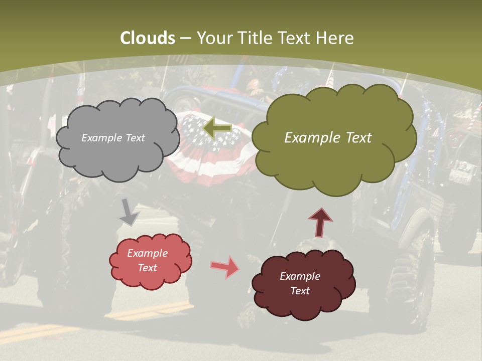 A Group Of Four Wheelers Driving Down A Street PowerPoint Template