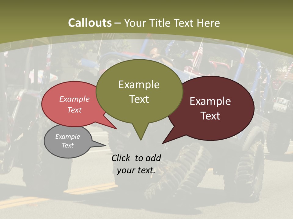 A Group Of Four Wheelers Driving Down A Street PowerPoint Template