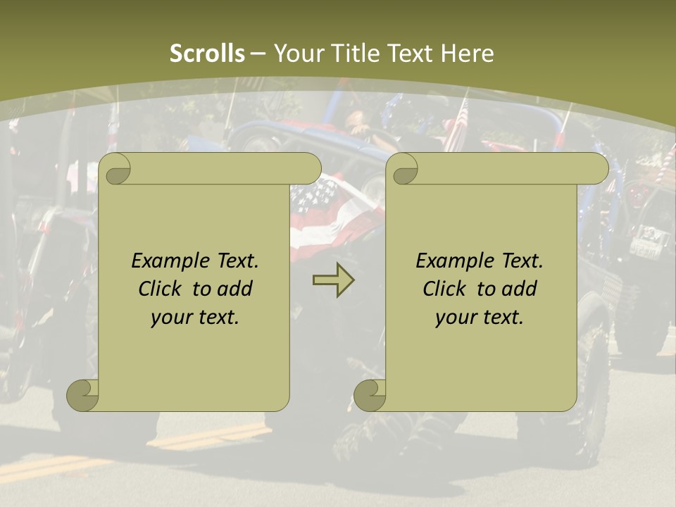 A Group Of Four Wheelers Driving Down A Street PowerPoint Template