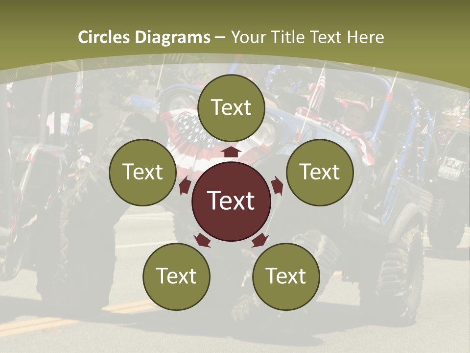 A Group Of Four Wheelers Driving Down A Street PowerPoint Template