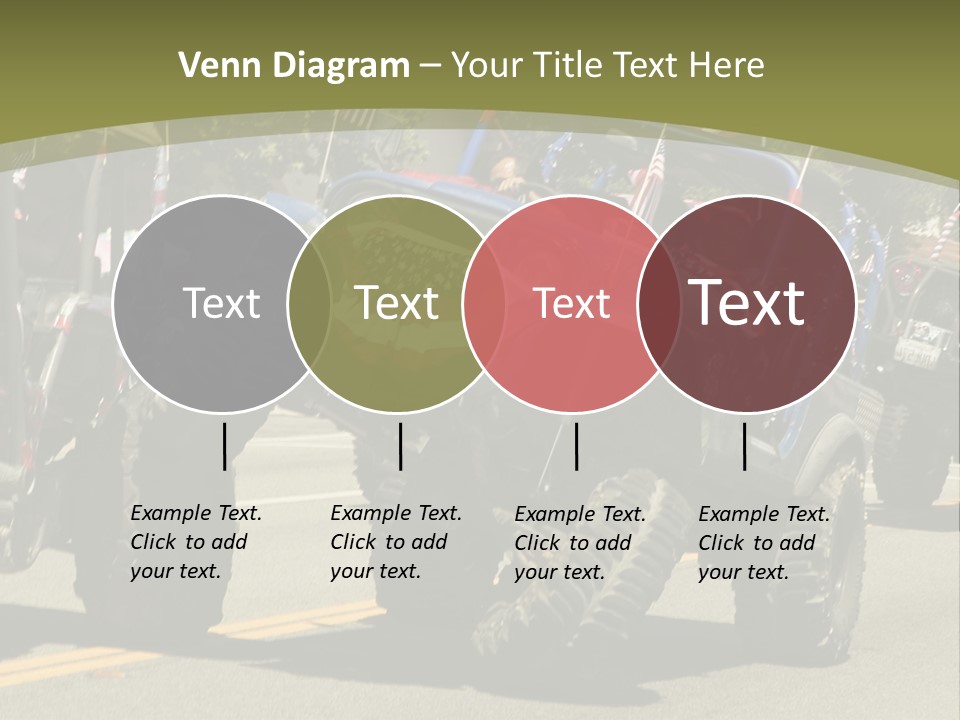 A Group Of Four Wheelers Driving Down A Street PowerPoint Template