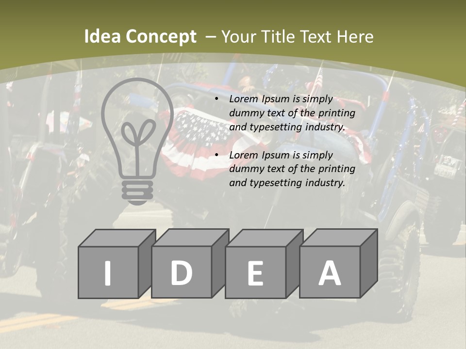 A Group Of Four Wheelers Driving Down A Street PowerPoint Template