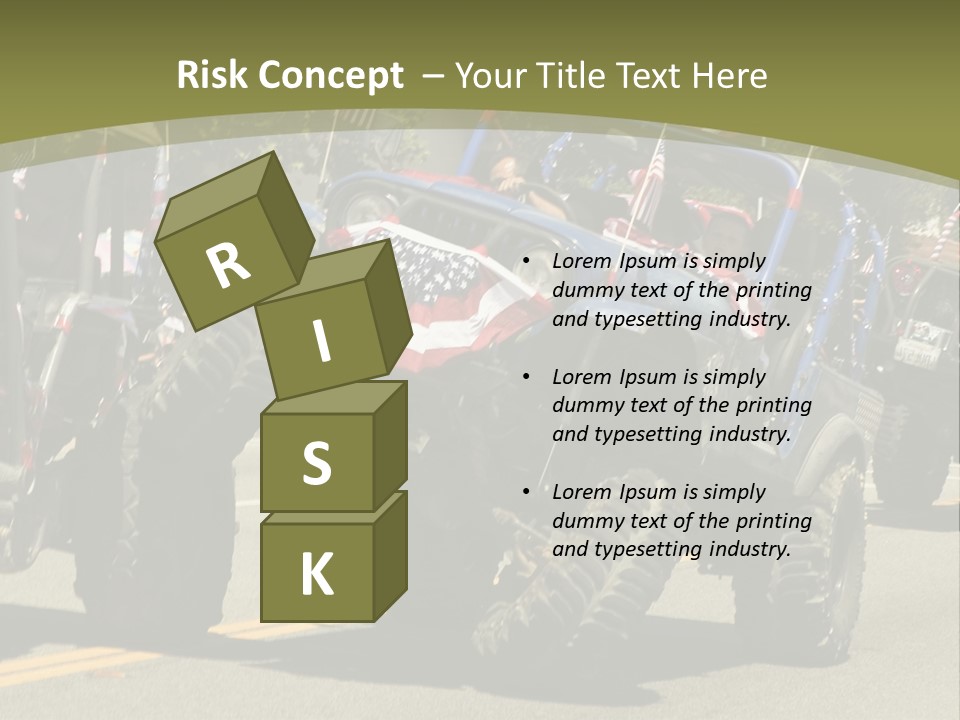 A Group Of Four Wheelers Driving Down A Street PowerPoint Template