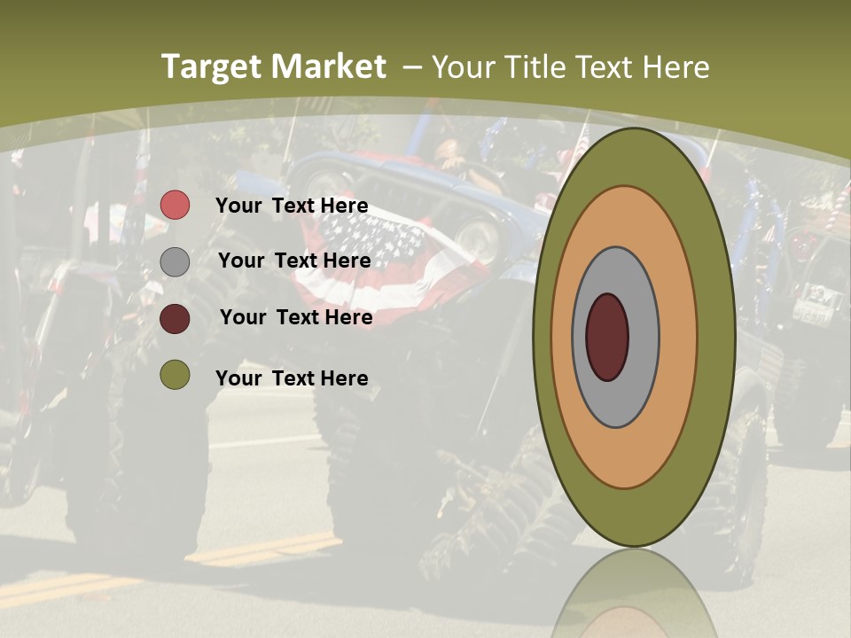 A Group Of Four Wheelers Driving Down A Street PowerPoint Template