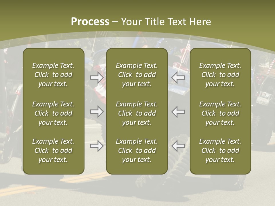 A Group Of Four Wheelers Driving Down A Street PowerPoint Template
