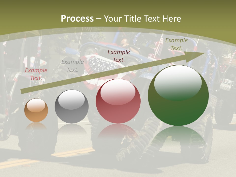 A Group Of Four Wheelers Driving Down A Street PowerPoint Template