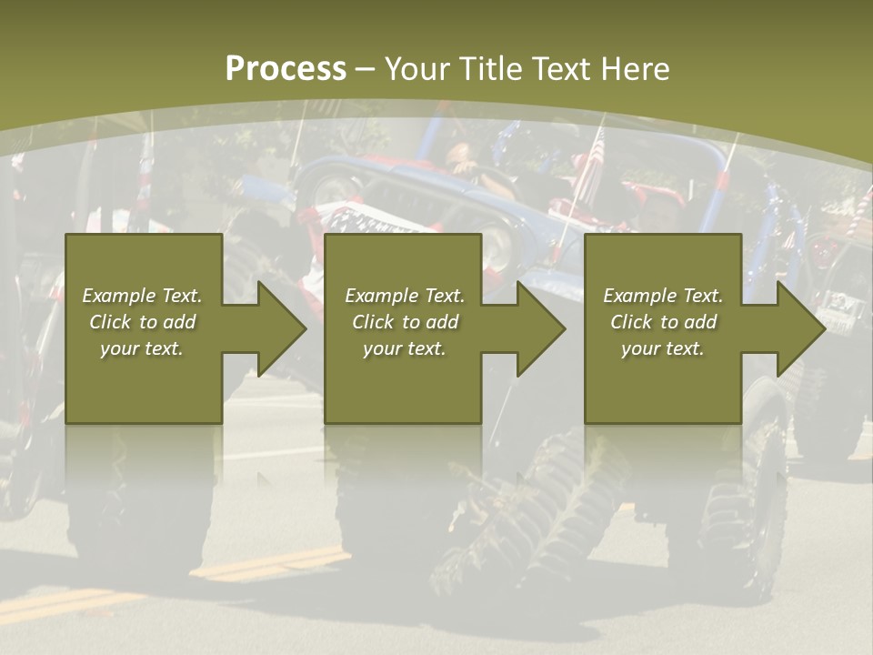 A Group Of Four Wheelers Driving Down A Street PowerPoint Template