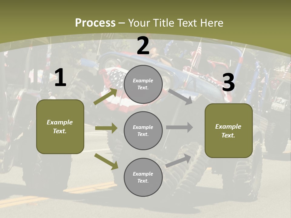 A Group Of Four Wheelers Driving Down A Street PowerPoint Template