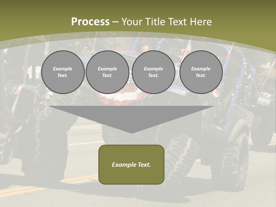 A Group Of Four Wheelers Driving Down A Street PowerPoint Template